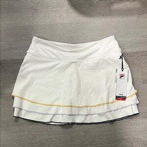 Fila White Skort with Yellow, Lavender, and Gray Trim
